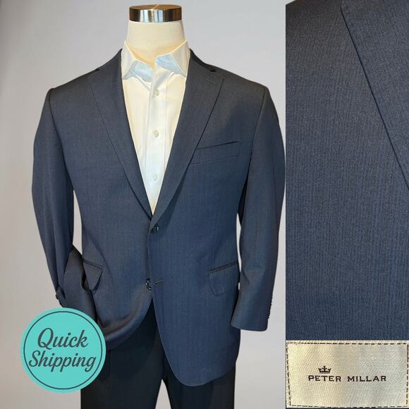 Peter Millar Other - Peter Millar 42S Dark Blue - Sapphire Blue Stripe Blazer Sport Coat Short Arms